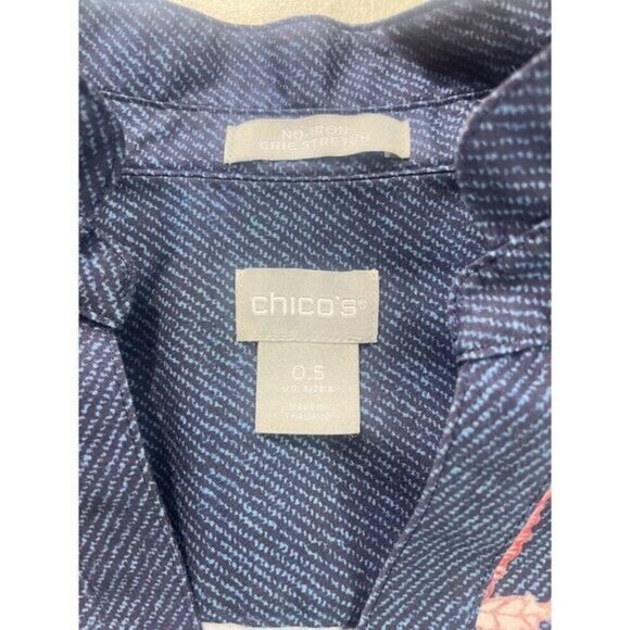 Chico's No-Iron Stretch Flower Print Tunic Blouse Top 0.5 size 4 6 - Picture 7 of 7